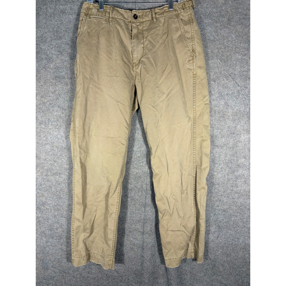 Y2K Polo Ralph Lauren Cinch Back Military Chino Pants Khaki Tan 34x30